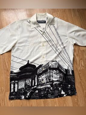 Pelle pelle button up polo shirt city graphics VTG Size M